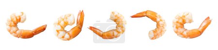 Photo for Panorama of Set Shrimp of boiled prawn seafood isolated white background - Royalty Free Image