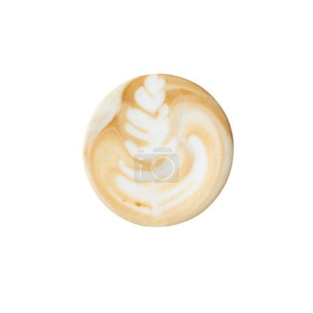 Photo for Top view. texture coffee latte art on cup isolated white background. homemade coffee - Royalty Free Image