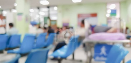 Photo for Blurred images, hospitals, crowds of people, and patients sit and wait for history. abstract background for use - Royalty Free Image