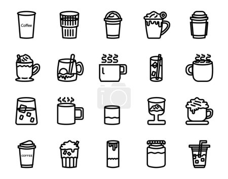 Foto de Bebida café taza menú cafeína bebida línea de diseño Icon Set, Carrera editable. - Imagen libre de derechos