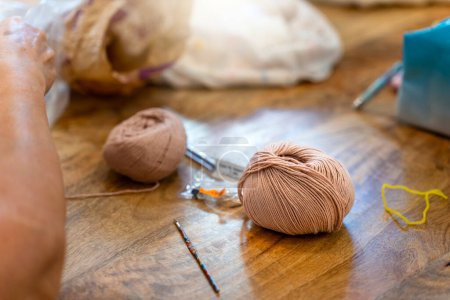 Photo for Crochet Club. Closeup of a skein of wool for knitting. - Royalty Free Image