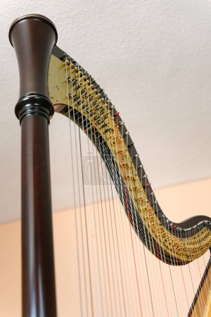Traditionelle Harfe. Wunderschönes Minderheiteninstrument in der Musik.