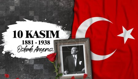 Photo for Ataturk, 10 kasim, Turkish Flag, Turkey - Turkey Background Design - Royalty Free Image