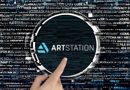 Foto de ArtStation, diseño de logotipo para su uso en redes sociales y sitios de noticias - Imagen libre de derechos