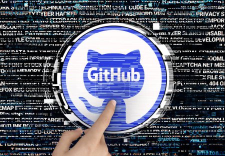 Téléchargez les photos : Github, logo conçu pour être utilisé sur les médias sociaux et les sites d'information - en image libre de droit