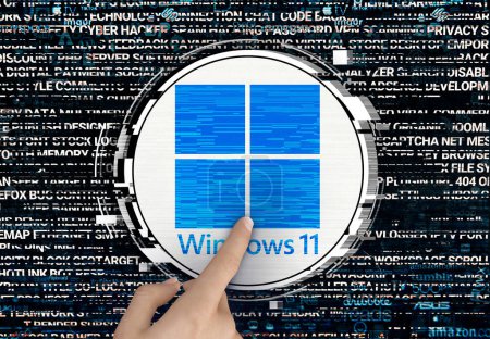 Téléchargez les photos : Windows 11, conception de logo pour une utilisation sur les médias sociaux et les sites d'information - en image libre de droit
