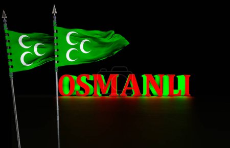 Téléchargez les photos : Drapeau de l'Empire ottoman - Image texte 3D, Empire ottoman - en image libre de droit