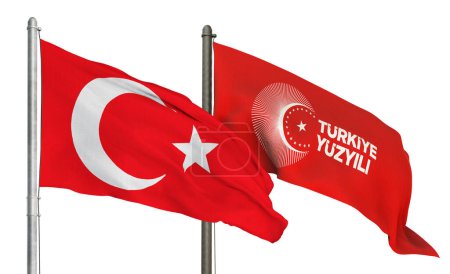 Foto de Siglo Turkiye, bandera turca y lema del partido Ak - Imagen libre de derechos