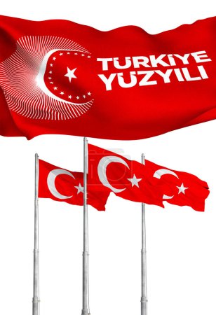Photo for Turkiye Century, Turkish Flag and Ak Party Slogan - Royalty Free Image