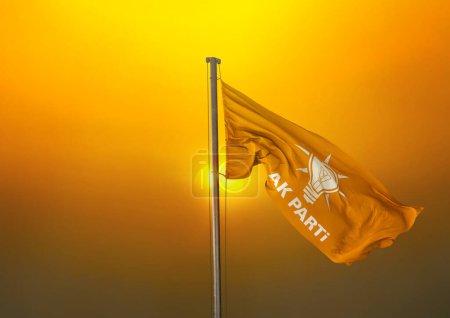 Photo for AkParty Flag, AKP Flag Waving at Sunrise - Royalty Free Image