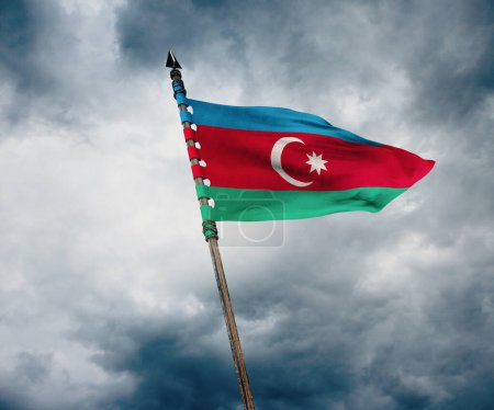 Photo for Azerbaijan Flag, Waving Azerbaijan Flag - Royalty Free Image
