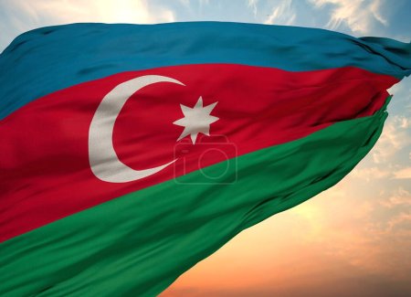 Foto de Bandera de Azerbaiyán, ondeando Bandera de Azerbaiyán - Imagen libre de derechos