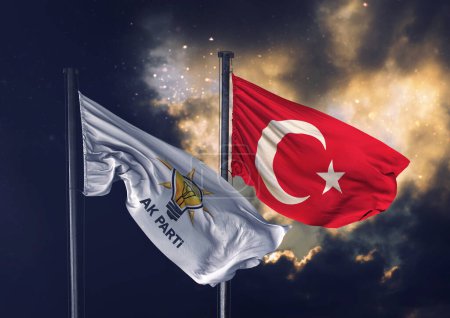 Photo for AkParty Flag, AKP Logo, Republic of Turkiye - Royalty Free Image