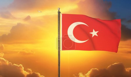 Photo for Turkiye, Turkish Flag, Turkish Flag Waving in the Sky - Royalty Free Image