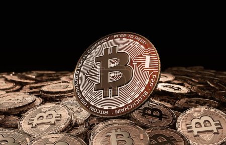 Photo for Bitcoin BTC Cryptocurrency Coins. Stock Market Concept. USD for BTC Cryptocurrency Bitcoin BTC - Royalty Free Image