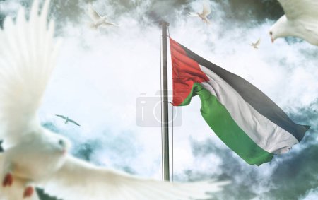 Photo for Palestine  Flag, Palestine - Jerusalem, Palestine 3D Image - Royalty Free Image