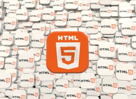 Téléchargez les photos : Html5 - logo html5, design visuel sur les médias sociaux - en image libre de droit