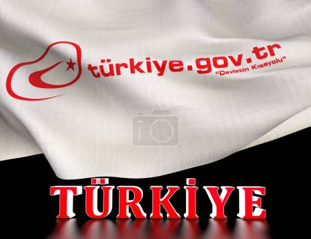 Téléchargez les photos : Turquie Drapeau et présentation de texte 3D. Traduire : Turkiye Bayragi, edevlet - Un design visuel. - en image libre de droit