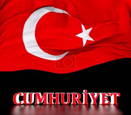 Photo for Turkey Flag and 3D text presentation. Translate: Turkiye Bayragi - A visual design. - Royalty Free Image