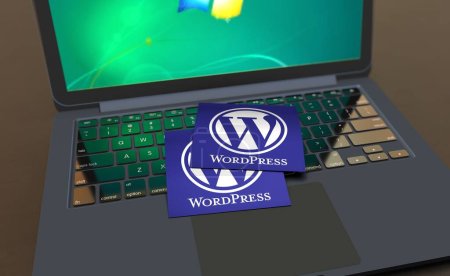 Téléchargez les photos : Wordpress, Un logiciel web open source - Wordpress arrière-plan de médias sociaux. - en image libre de droit
