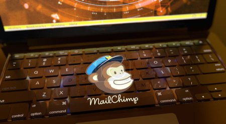 Photo for Mailchimp, Social Media Concept, Online communication applications. 3D Visual Design - Royalty Free Image