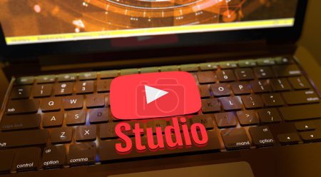 Photo for Youtube studio, Social Media Concept, Online communication applications. 3D Visual Design - Royalty Free Image