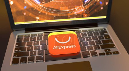 Photo for Aliexpress, Social Media Concept, Online communication applications. 3D Visual Design - Royalty Free Image