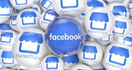 Photo for Facebook marketplace, Social Media Logos Visual Presentation - Facebook Background Design. - Royalty Free Image