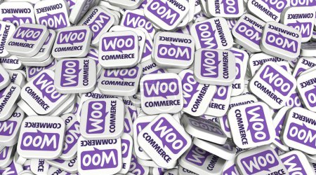 Téléchargez les photos : Woocommerce, Logos des médias sociaux Présentation visuelle - Conception de fond - en image libre de droit