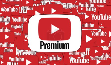 Téléchargez les photos : Youtube premium, Youtube Logo présentation visuelle - arrière-plan des médias sociaux (3D Render) - en image libre de droit