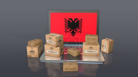 Téléchargez les photos : Albanie, République d'Albanie, E-Commerce Visual Design, Social Media Images. rendu 3D. - en image libre de droit