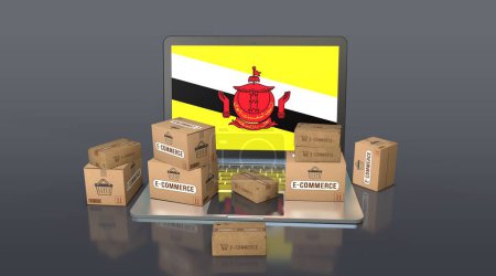 Brunei, Nation of Brunei, the Morde of Peace, E-Commerce Visual Design, Social Media Images. Renderizado 3D.
