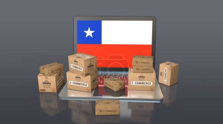 Chile, República de Chile, Comercio Electrónico Diseño Visual, Social Media Images. Renderizado 3D.