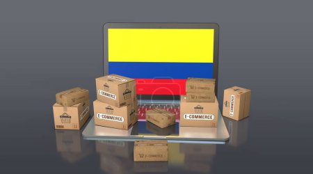 Téléchargez les photos : Colombie, République de Colombie, E-Commerce Visual Design, Social Media Images. rendu 3D. - en image libre de droit