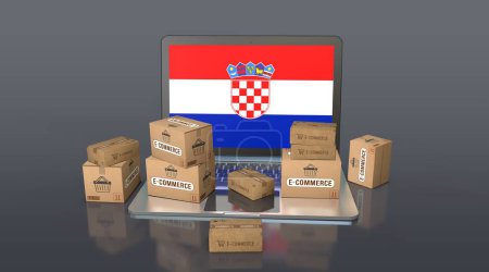 Kroatien, Republik Kroatien, E-Commerce Visual Design, Social Media Images. 3D-Rendering.
