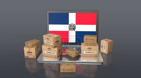  Dominikanische Republik, E-Commerce Visual Design, Social Media Images. 3D-Rendering.