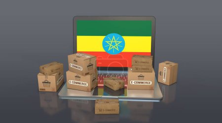 Téléchargez les photos : Ethiopie, République Démocratique Fédérale d'Ethiopie, E-Commerce Visual Design, Social Media Images. rendu 3D. - en image libre de droit
