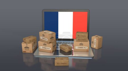 Francia, República Francesa, Comercio Electrónico Diseño Visual, Social Media Images. Renderizado 3D.