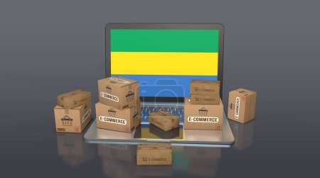Téléchargez les photos : Gabon, Gabonese Republic, E-Commerce Visual Design, Social Media Images. rendu 3D. - en image libre de droit