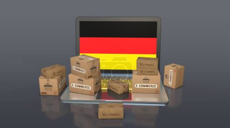 Foto de Alemania, República Federal de Alemania, E-Commerce Visual Design, Social Media Images. Renderizado 3D. - Imagen libre de derechos