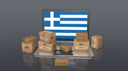 Greece, Hellenic Republic, E-Commerce Visual Design, Social Media Images. 3D rendering.