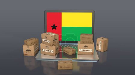 Guinea Bissau, Republik Guinea-Bissau, E-Commerce Visual Design, Social Media Images. 3D-Rendering.