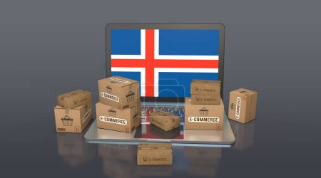 Téléchargez les photos : Islande, République d'Islande, Lyoveldio Island, E-Commerce Visual Design, Social Media Images. rendu 3D. - en image libre de droit