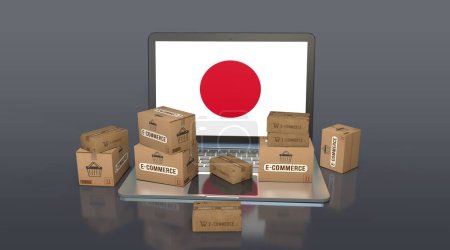 Japón, Gran Imperio Japonés, Diseño Visual de Comercio Electrónico, Imágenes de Medios Sociales. Renderizado 3D.