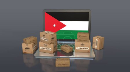Jordanien, Haschemitisches Königreich Jordanien, E-Commerce Visual Design, Social Media Images. 3D-Rendering.