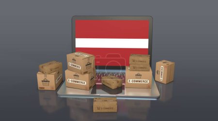 Téléchargez les photos : Lettonie, République de Lettonie, E-Commerce Visual Design, Social Media Images. rendu 3D. - en image libre de droit