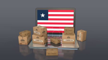 Liberia, Republik Liberia, E-Commerce Visual Design, Social Media Images. 3D-Rendering.