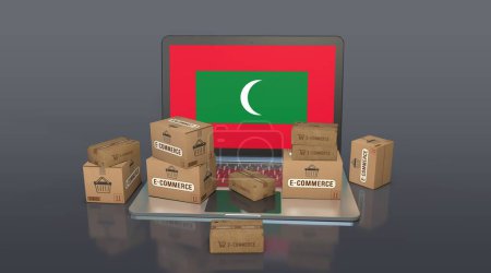 Téléchargez les photos : Maldives, République des Maldives, E-Commerce Visual Design, Social Media Images. rendu 3D. - en image libre de droit