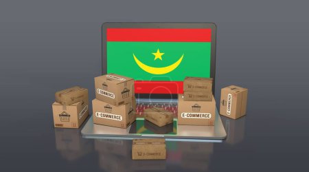  Mauretanien, Islamische Republik Mauretanien, E-Commerce Visual Design, Social Media Images. 3D-Rendering.