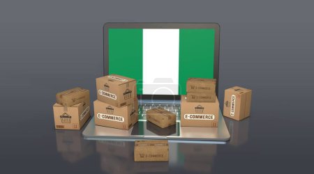 Téléchargez les photos : Nigeria, République fédérale du Nigeria, E-Commerce Visual Design, Social Media Images. rendu 3D. - en image libre de droit
